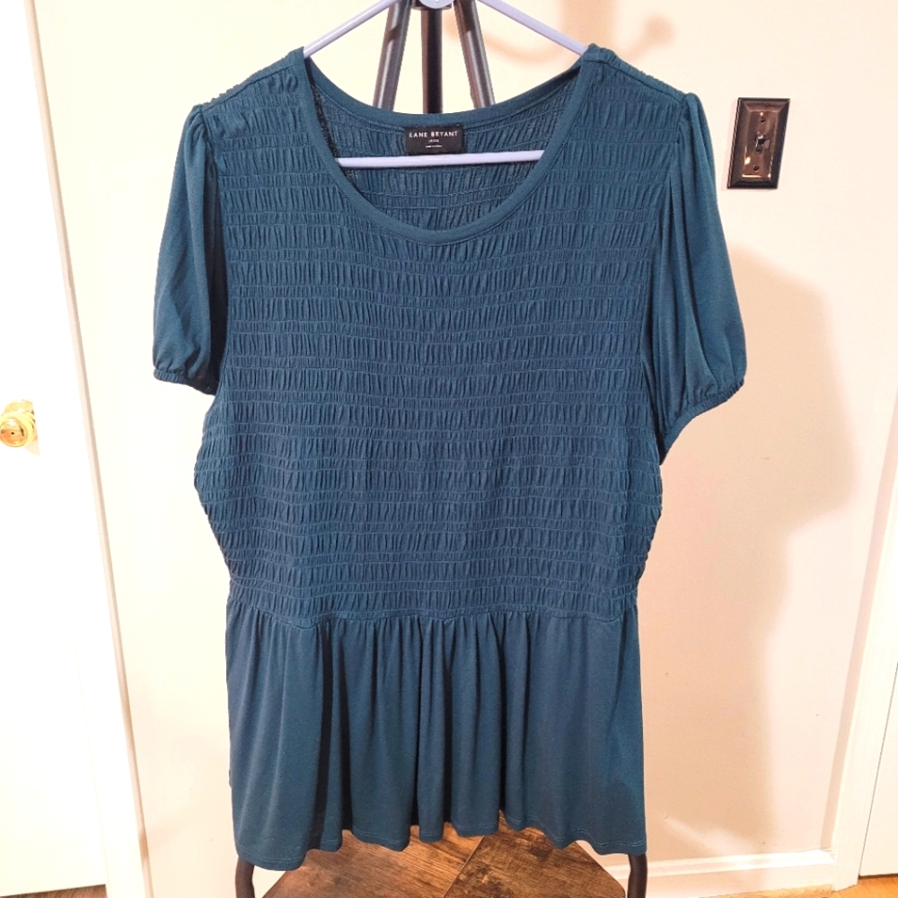 Lane Bryant Teal Smocked Top
